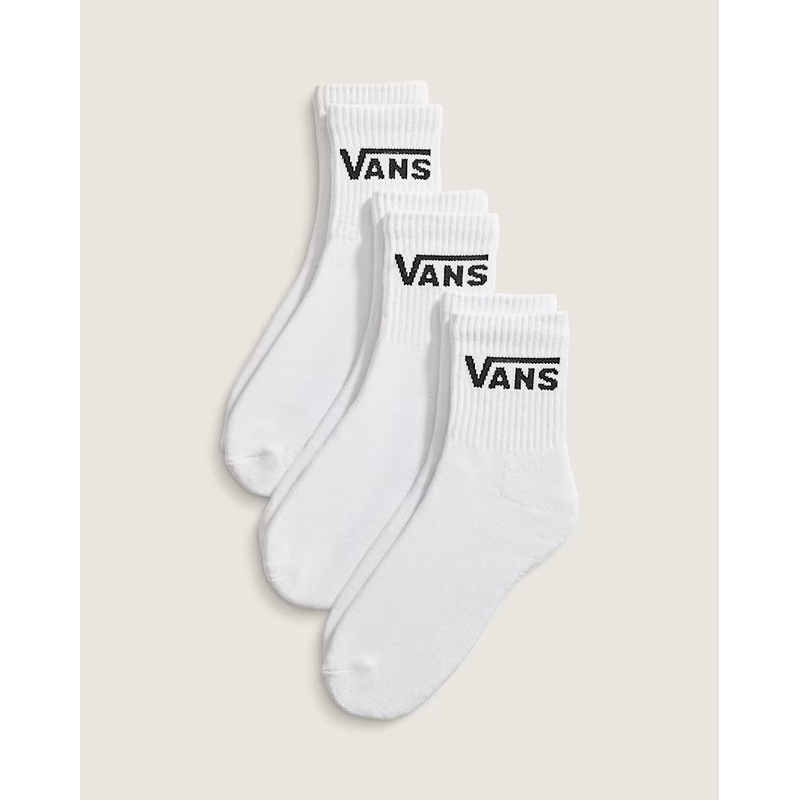 Vans Classic Half Crew Socks White (3 Pack) M