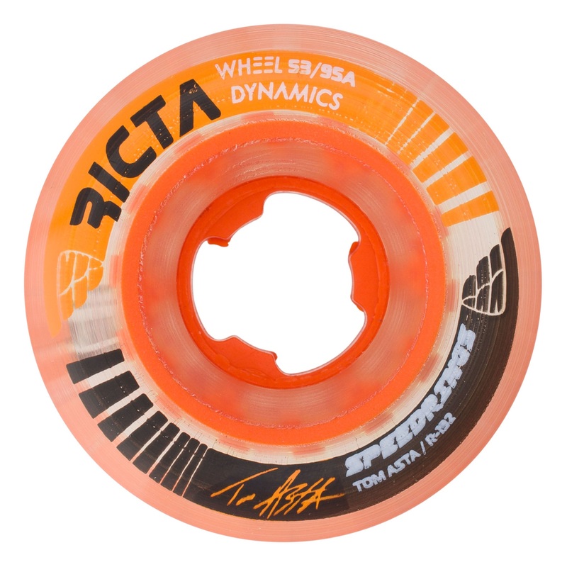 53mm Asta Speedrings Clear Orange Slim 95a Ricta Skateboard Wheels Clear 53mm