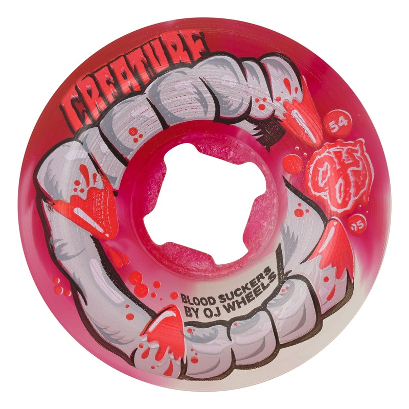 54mm Creature DNA Curbsuckers Bloodsuckers Red Clear Swirl 95a OJ Skateboard Wheels Red Clear Swirl 54mm