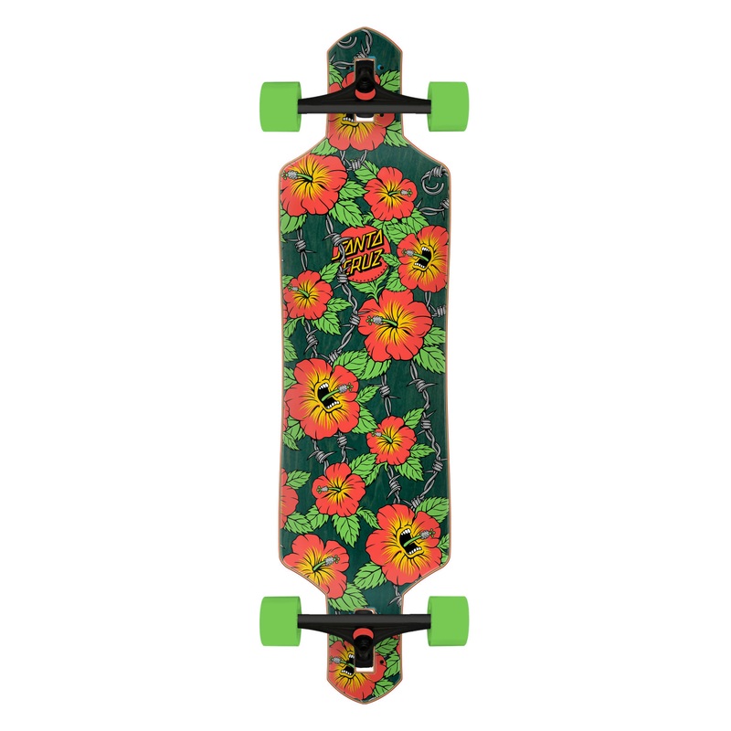 9in Screaming Hibiscus Santa Cruz Drop Thru Longboard No Color 9.0in x 36in