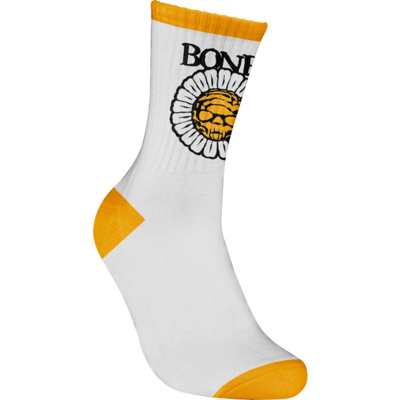Bones Wheels Pushing Up Daisies Socks White OS