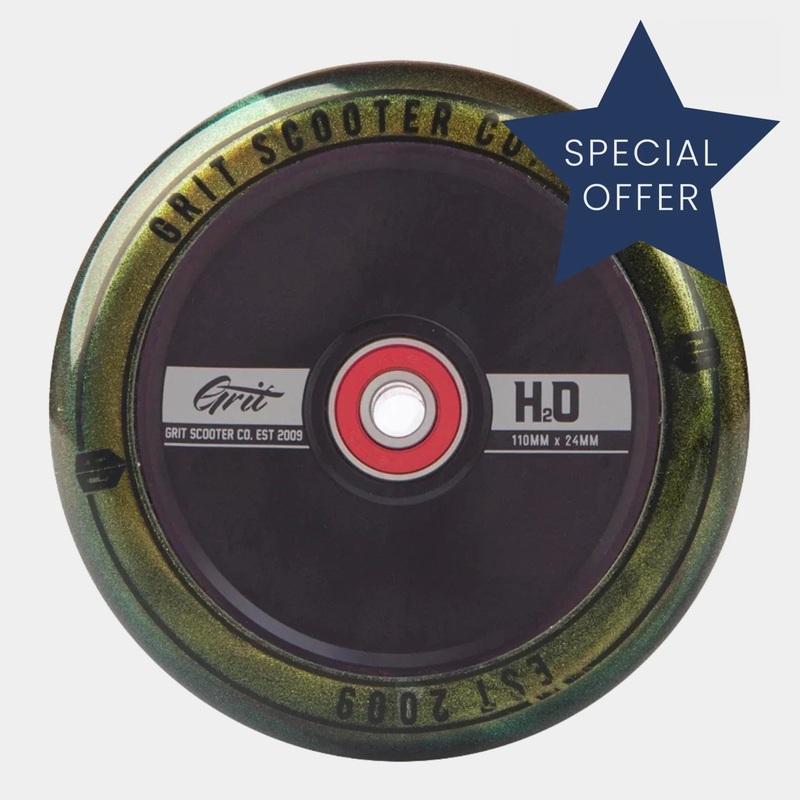 Grit Scooters Hollow Core Wheels H2O (Pair)  Black / Gold 110mm x 24mm
