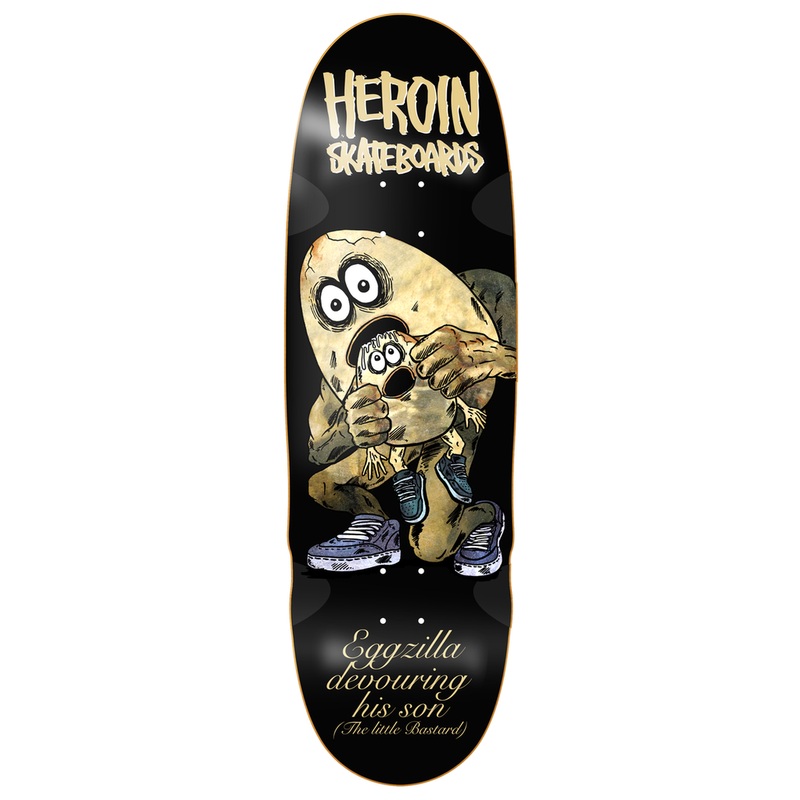 HEROIN TEAM EGG EATER WHEEL WELLS SHAPED DECK 9.75