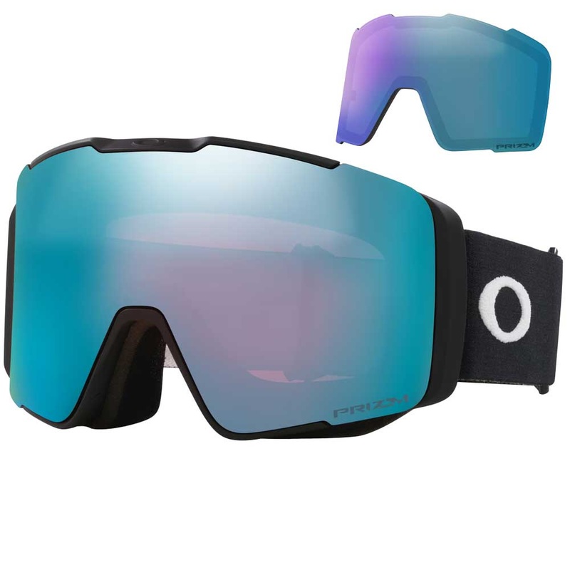 Oakley Line Miner Pro M Snow Goggles – 2025 Matte Black Strap with Prizm Snow Sapphire Iridium Lens + Bonus Prizm Iced Iridium Lens Black Blue