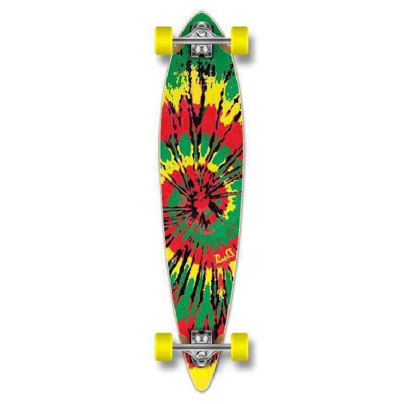 Punked Tiedye Rasta Pintail 40″ Longboard Complete