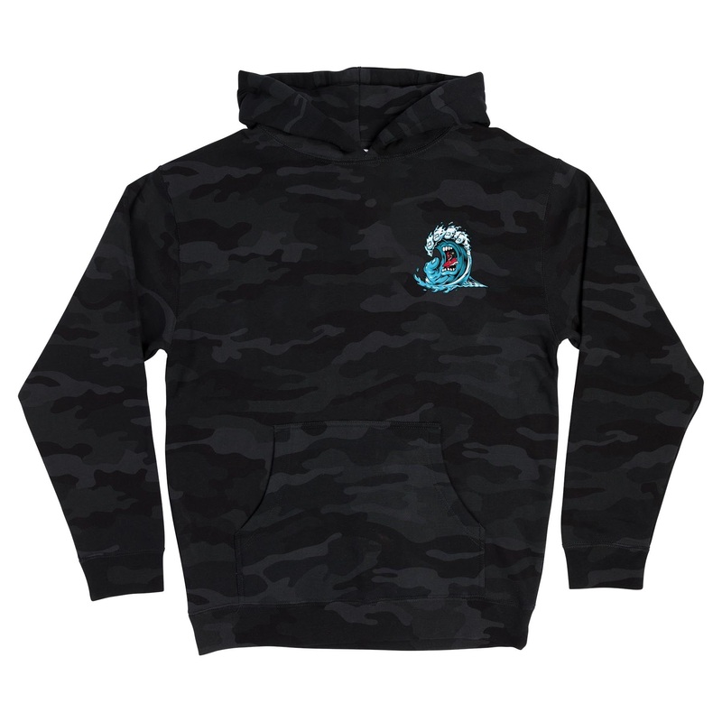 Screaming Wave Youth Santa Cruz Pullover Hoodie Black Camo S