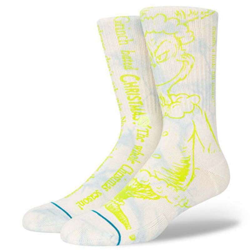 Stance The Grinch Merry Grinchmas Crew Socks Off White Large