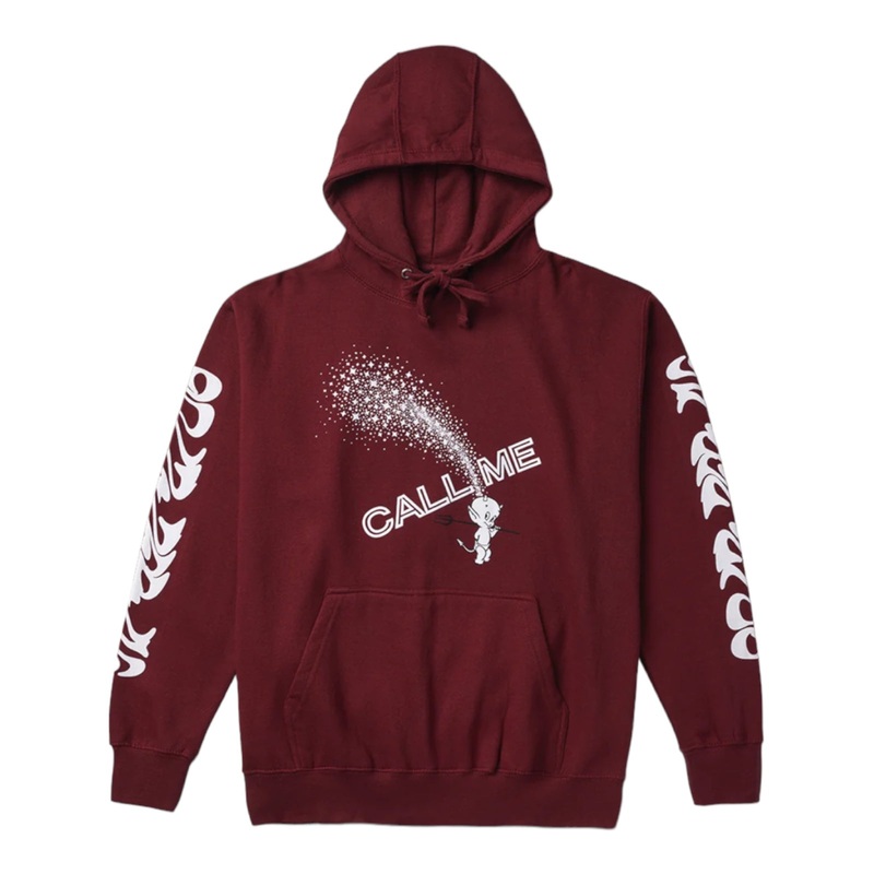 Call Me 917 Devil Calls Hoodie Maroon S Maroon