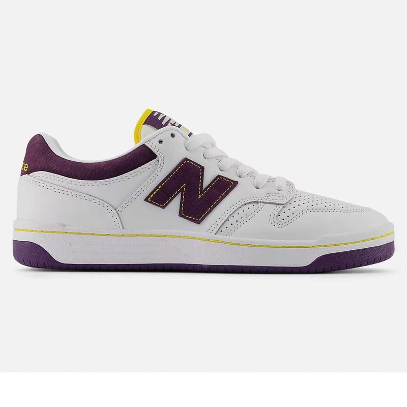 New Balance 480 83 Remixed Skate Shoes – White/Purple/Gold 7 White/Purple/Gold