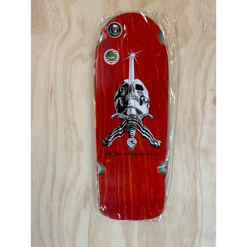 OG Ray Rodriguez Skull & Sword Reissue Skateboard Deck Red Stain – 10 x 30 10