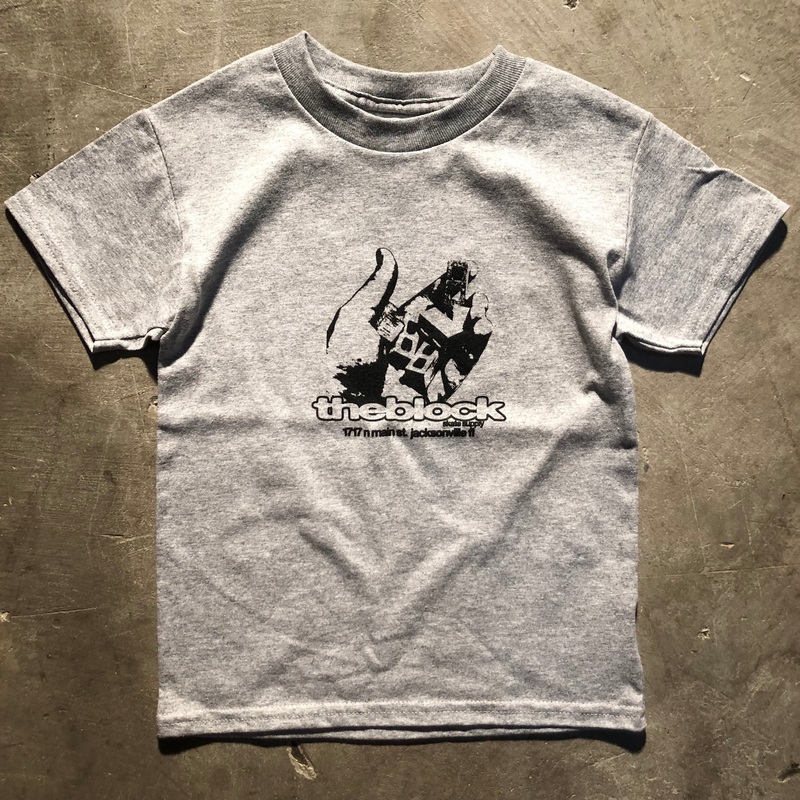 Block – Full Hands Tee – Heather Grey Youth XS