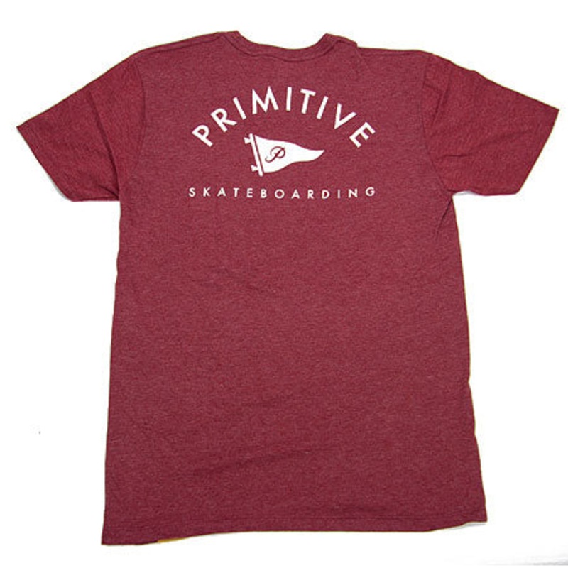 Primitive Skateboarding Arch Pennant Lightweight T Shirt Burgundy Heather Medium
