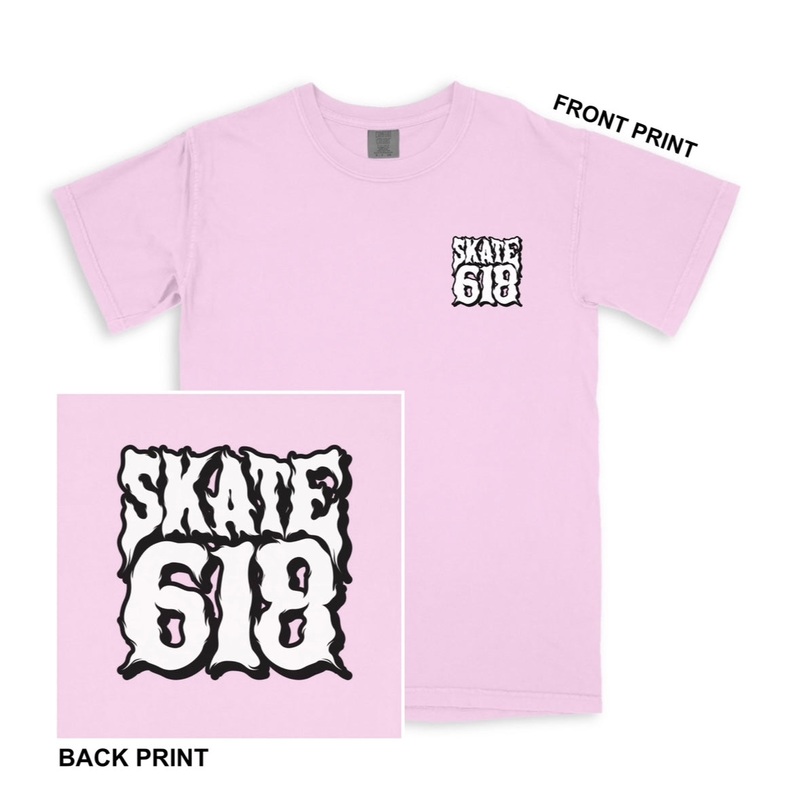 SKATE 618 Stacked Logo Light Pink T-Shirt (CHOOSE SIZE) Small