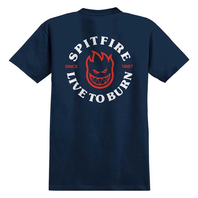 Spitfire Live to Burn Short Sleeve T-Shirt Medium Navy