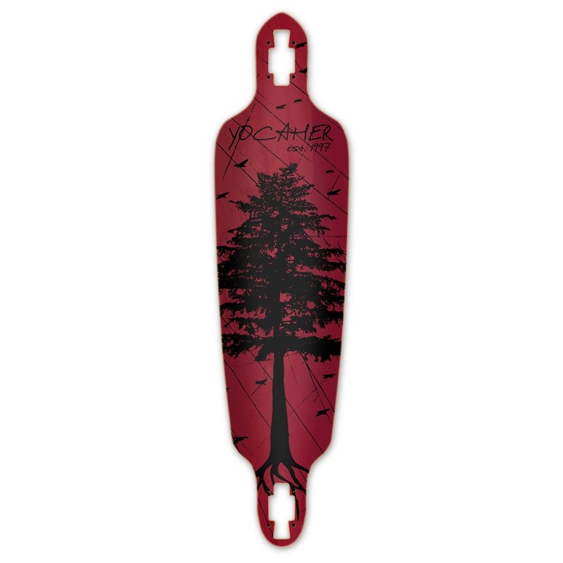 Punked Drop Through Longboard Deck – In the Pines : Red Deck