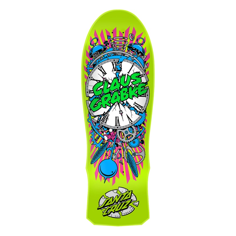 SANTA CRUZ CLAUS GRABKE EXPLODING CLOCK YELLOW 10.04″ SKATEBOARD DECK