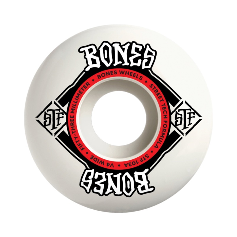 Bones STF V5 Square Logo 54mm 103a Skateboard Wheels 54mm Duro 103a Classic