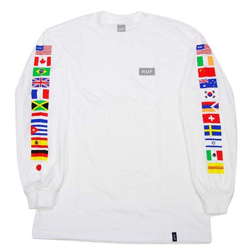 HUF Flag Long Sleeve T Shirt White Large