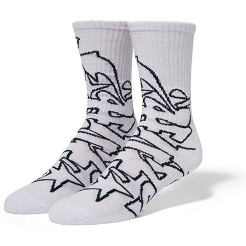 HUF Outline Crew Socks White One size fits all