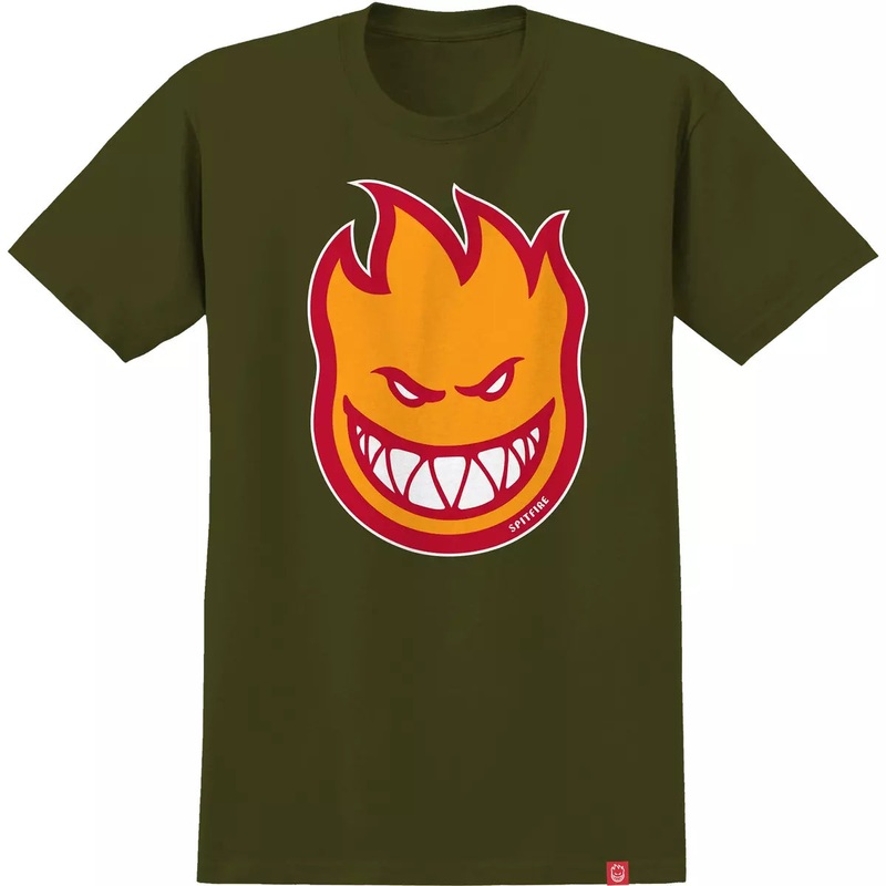 Spitfire Bighead T-Shirt Olive/Gold/Red Small