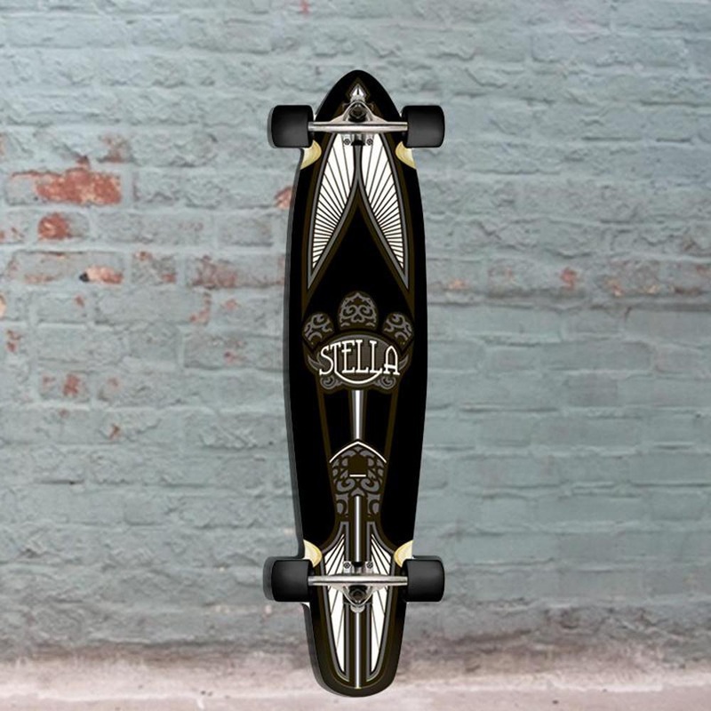 Stella Black Taj Mahal Kicktail Longboard Skateboards 42″ Complete