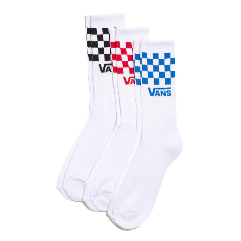 Classic Check Crew Socks – White (3-Pack)