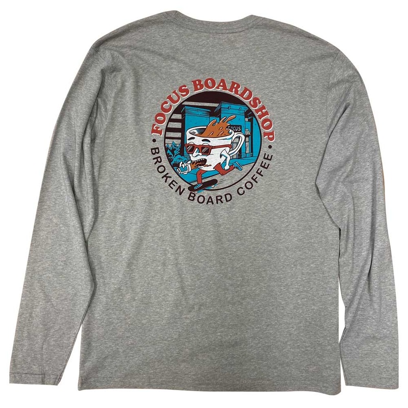 Focus Boardshop and Broken Board Coffee Collaboration RecycledSoft Long Sleeve T-Shirt X-Small Gray