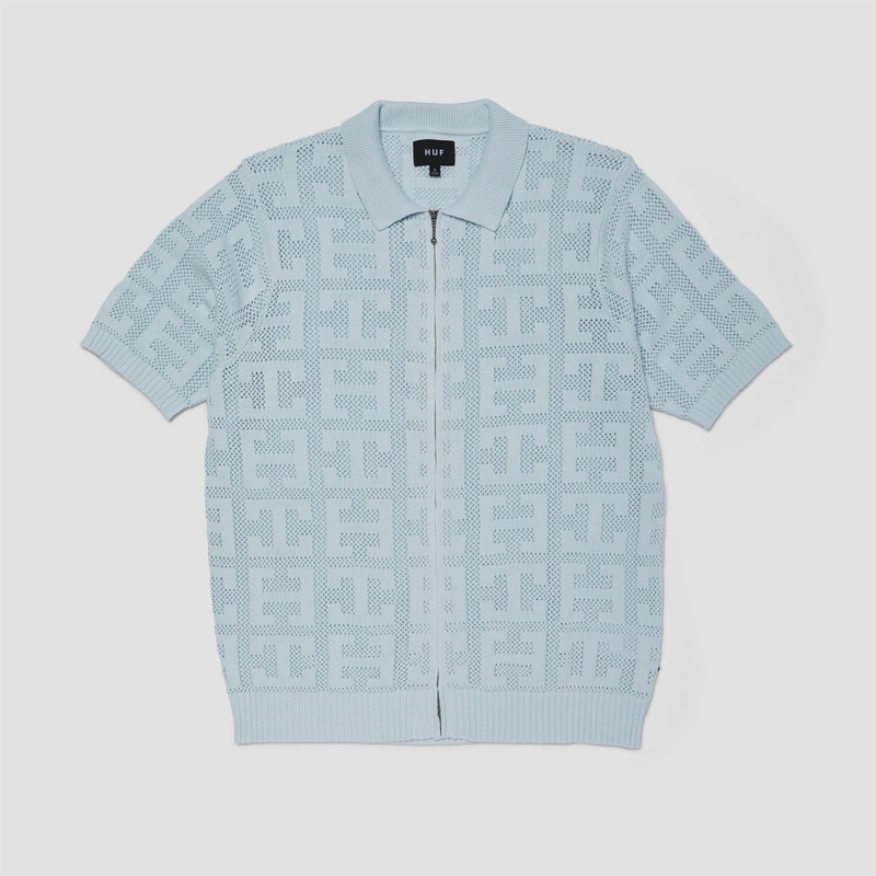 HUF Monogram Jacquard Zip Sweater Sky Small
