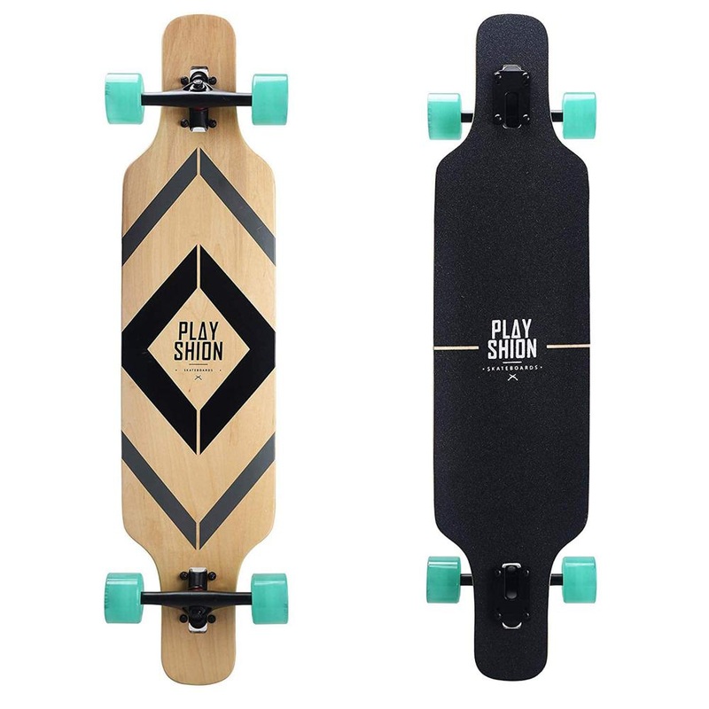 Playshion Black Stripes 39 Inch Drop Through Longboard Complete