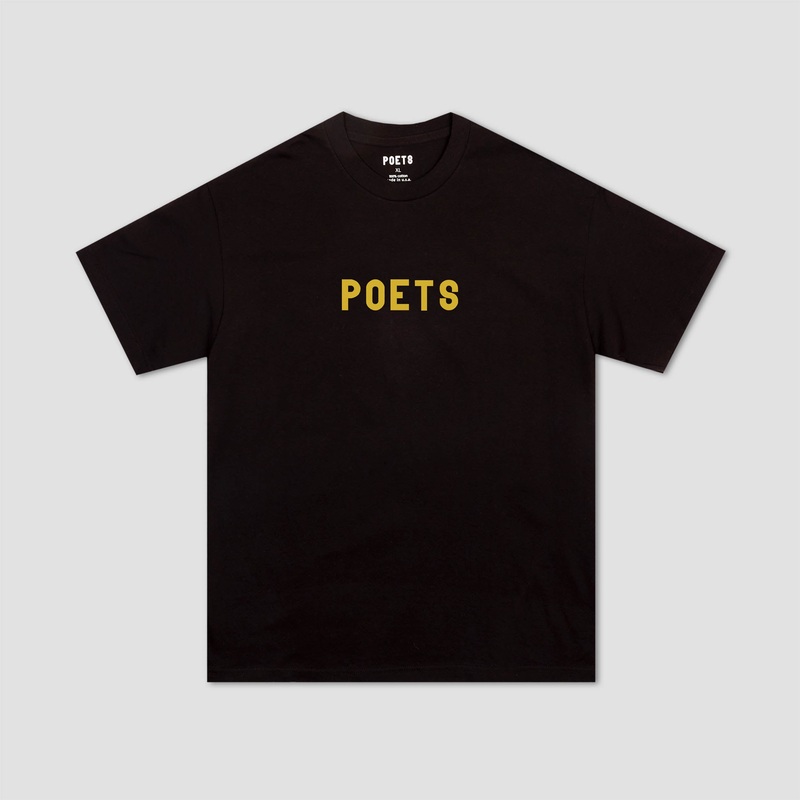 Poets X Danny Minnick OG Flocked T-Shirt Black With Gold Flocking Medium