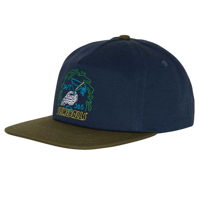 Slime Balls All Nighter Snapback Unstructured Mid Hat – Navy/Olive Navy/Olive