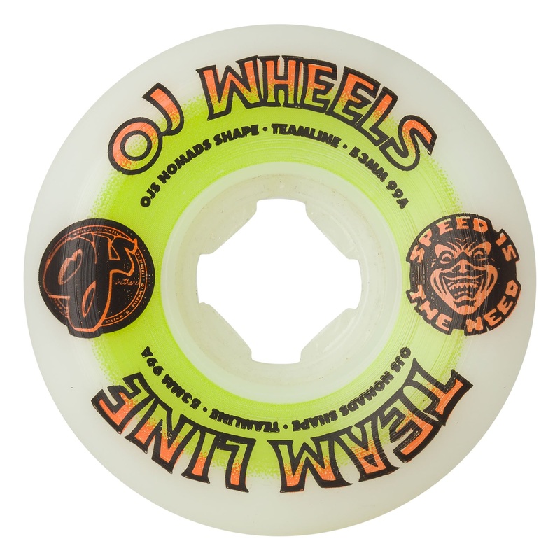 53mm Team Line Original White Green/Orange Nomads 99a OJ Skateboard Wheels White 53mm