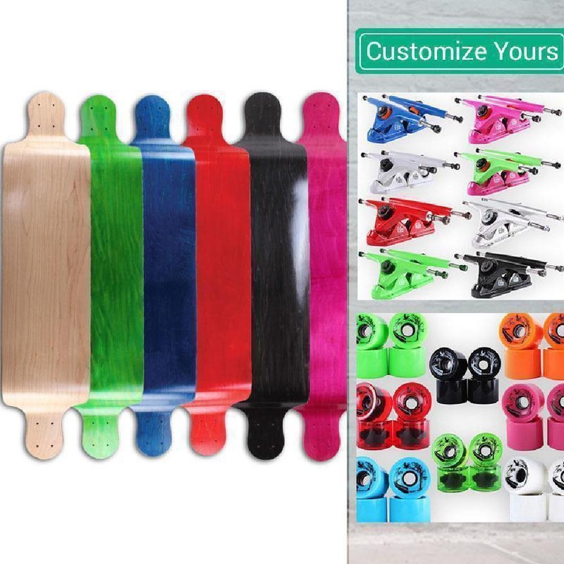 Customized Drop Down Bomber Blank 41″ Longboard Complete Orange Blue