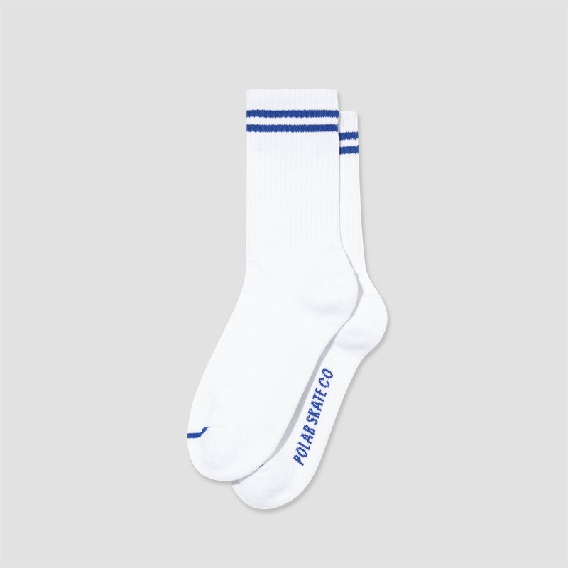 Polar Rib 2 Stripes Socks White / Blue UK3-5