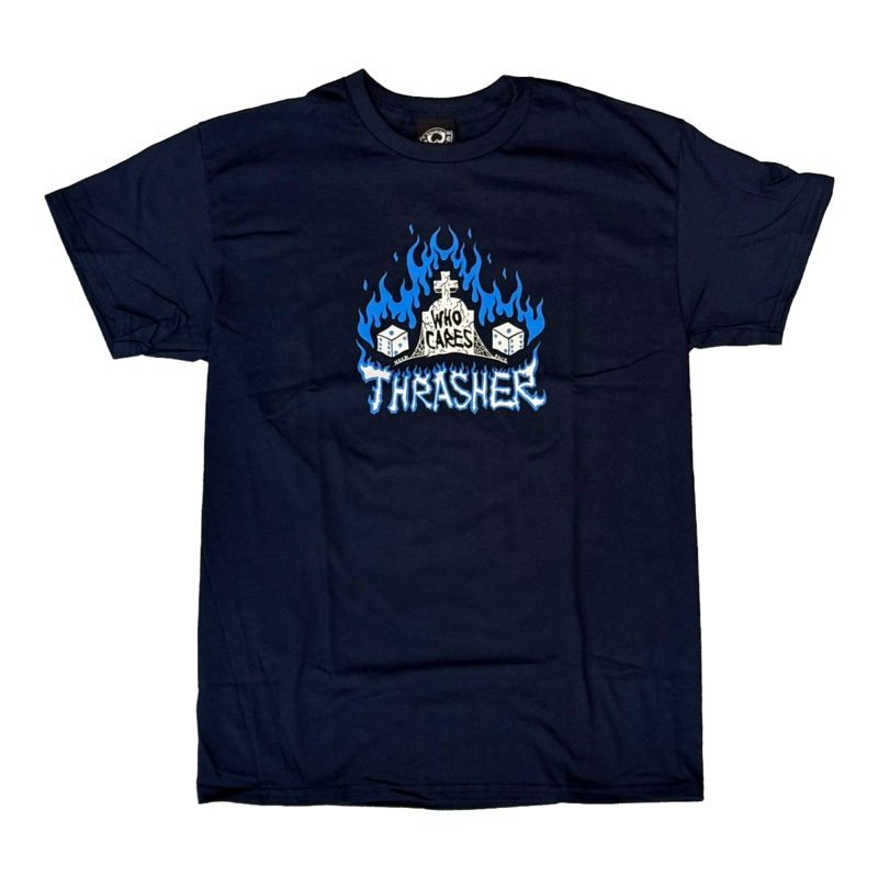 Thrasher Magazine Who Cares By Neckface T Shirt Navy Medium