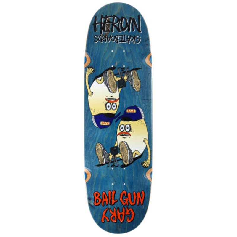 Heroin Bail Gun Gary 4 Symmetrical Skateboard Deck 9.75″ 9.75″ Purple Veneer