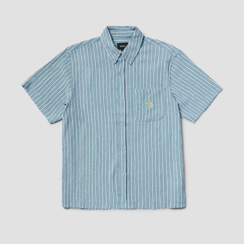 Huf Apollo Shortsleeve Striped Shirt Pool Blue Small
