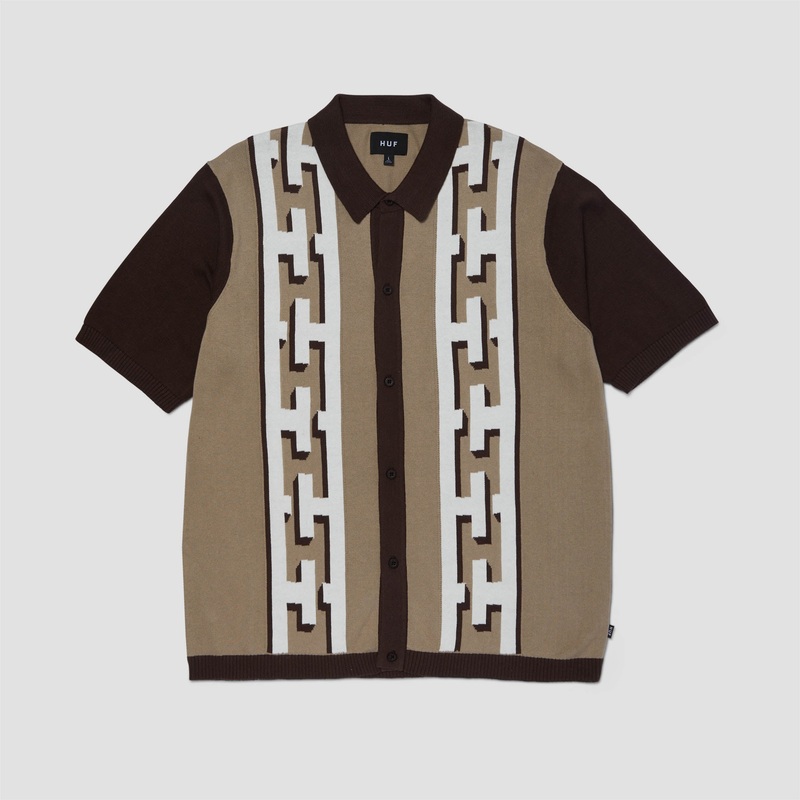 HUF Pillar Shortsleeve Knit Sweater Brown Small