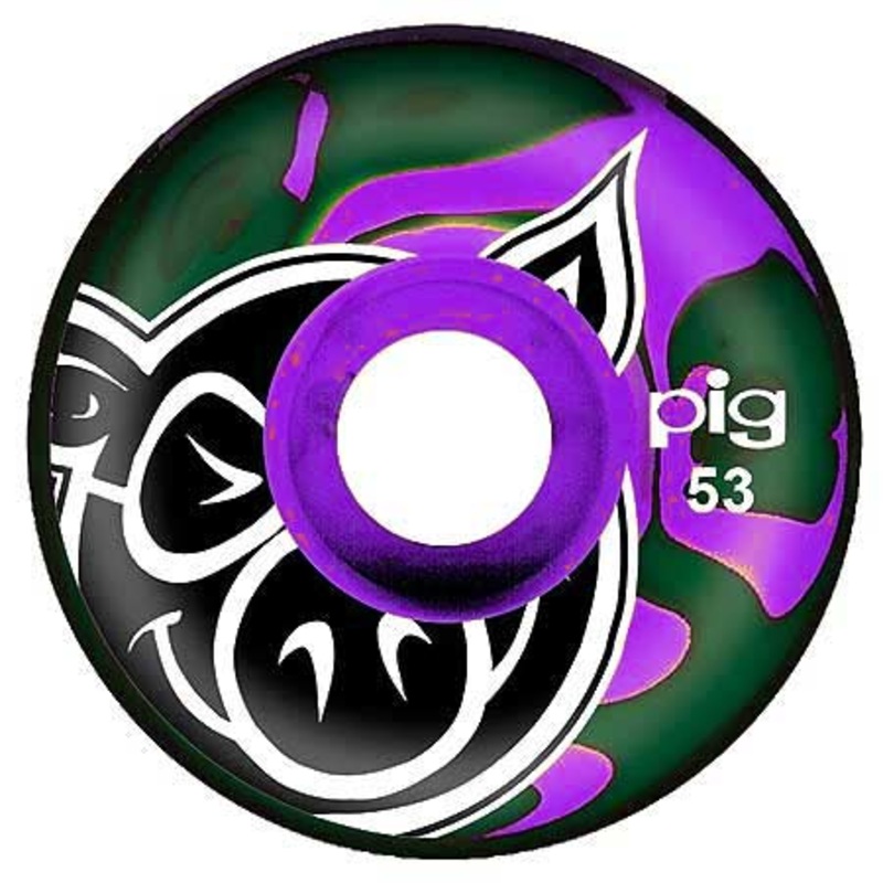 Pig Pig Head Swirl Wheels Green/ Purple 51mm