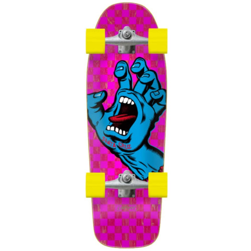 Santa Cruz X Carver Screaming Hand Pink Check Surf Skate Cruiser Complete 30.2″ 30.2″