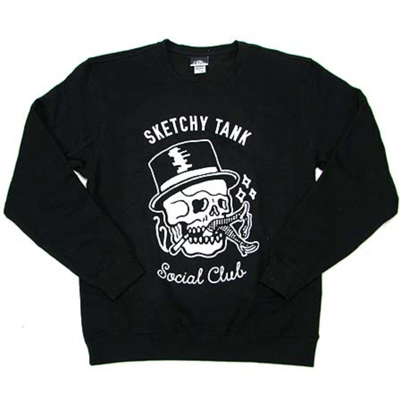 Sketchy Tank Social Club Crew-Neck Sweater Black Small