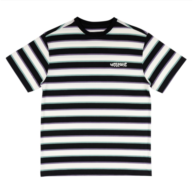 Welcome Cooper Stripe Knit Short Sleeve T-Shirt Medium Bone