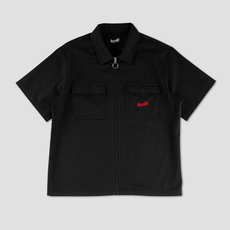Welcome Fallen Angel Work Shirt With Back Patch Black Small