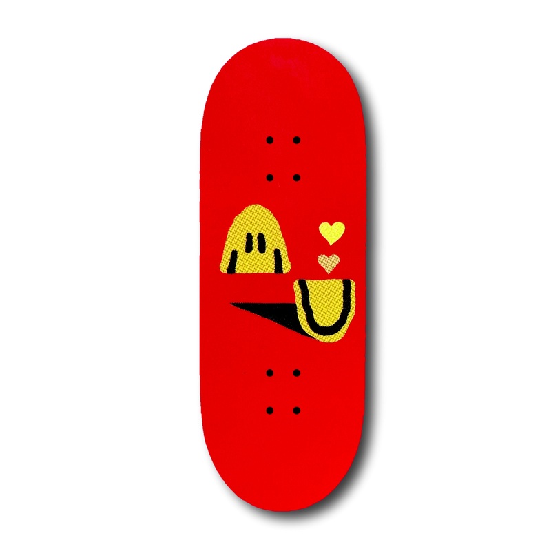 Chems Red Smiley “Picnic Flip Artist Model” Fingerboard Deck 29mm Mid-Pro Popsicle