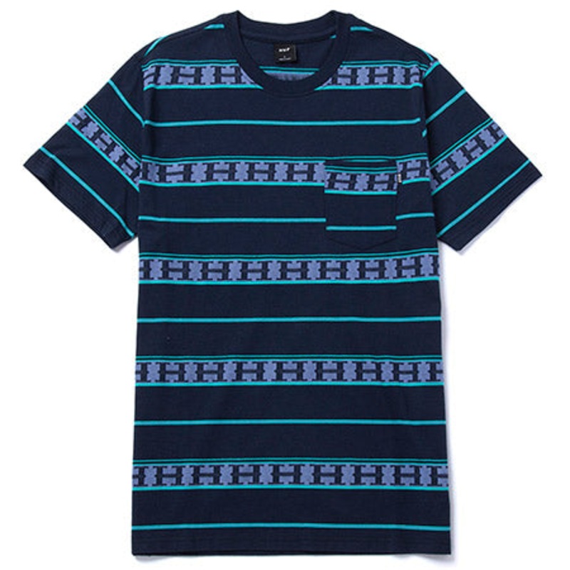 HUF Palisades Knit Stripe Top Navy Blazer Large