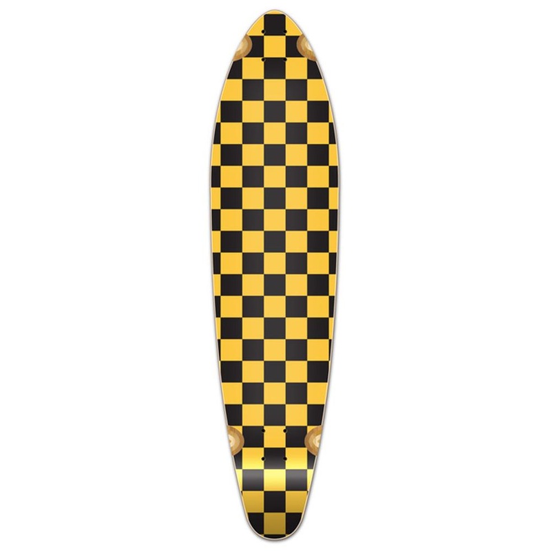 Punked Kicktail Longboard Deck – Checker Yellow Deck
