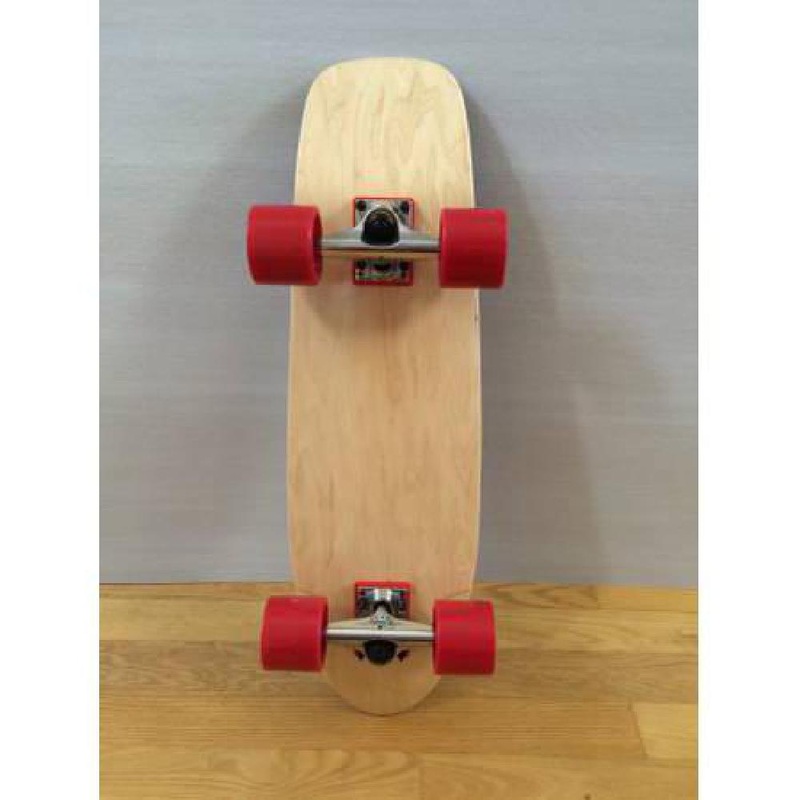 Blank Mini Kicktail Longboard 27″ with Red Wheels – Complete