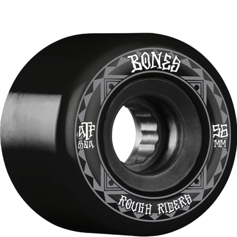 BONES WHEELS ATF ROUGH RIDER SKATEBOARD WHEELS RUNNERS 56MM 80A BLACK 56mm