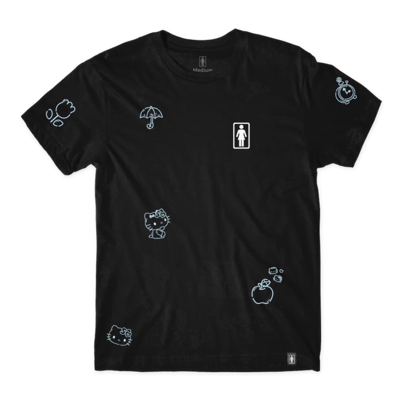 GIRL X HELLO KITTY 50TH ALL OVER T SHIRT BLACK S