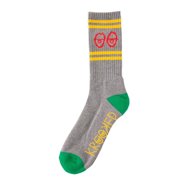 Krooked Socks Eyes Heather Grey/Green/Yellow/Red